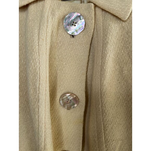 Vintage Youthcraft Cream Wool Blend Swing Coat Mother Of Pearl Mid-Length - Picture 3 of 11